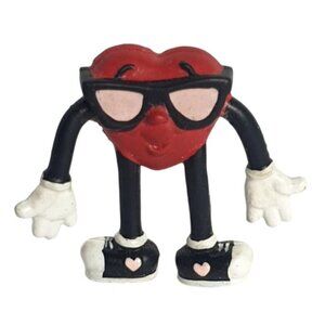 VTG Applause Heart Shaped Enamel Pin Broach 2.5"Bendable Sunglasses Valentines